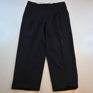 Paul Dione 34x28 Navy Blue 100% Worsted Wool Pleated Cuffed Baggy Dress Pants